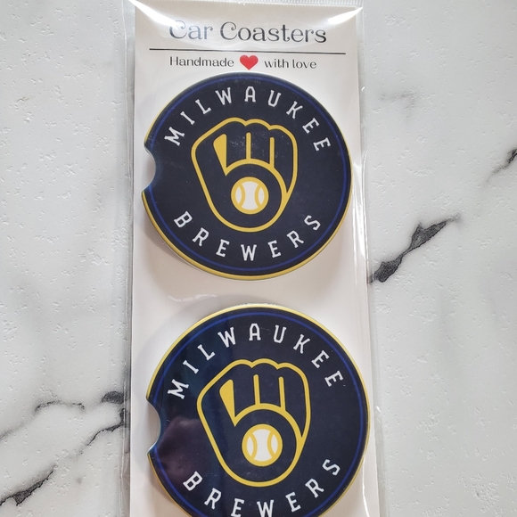 Milwaukee Brewers Set Of 2 Ceramic Car Coasters - Picture 5 of 7